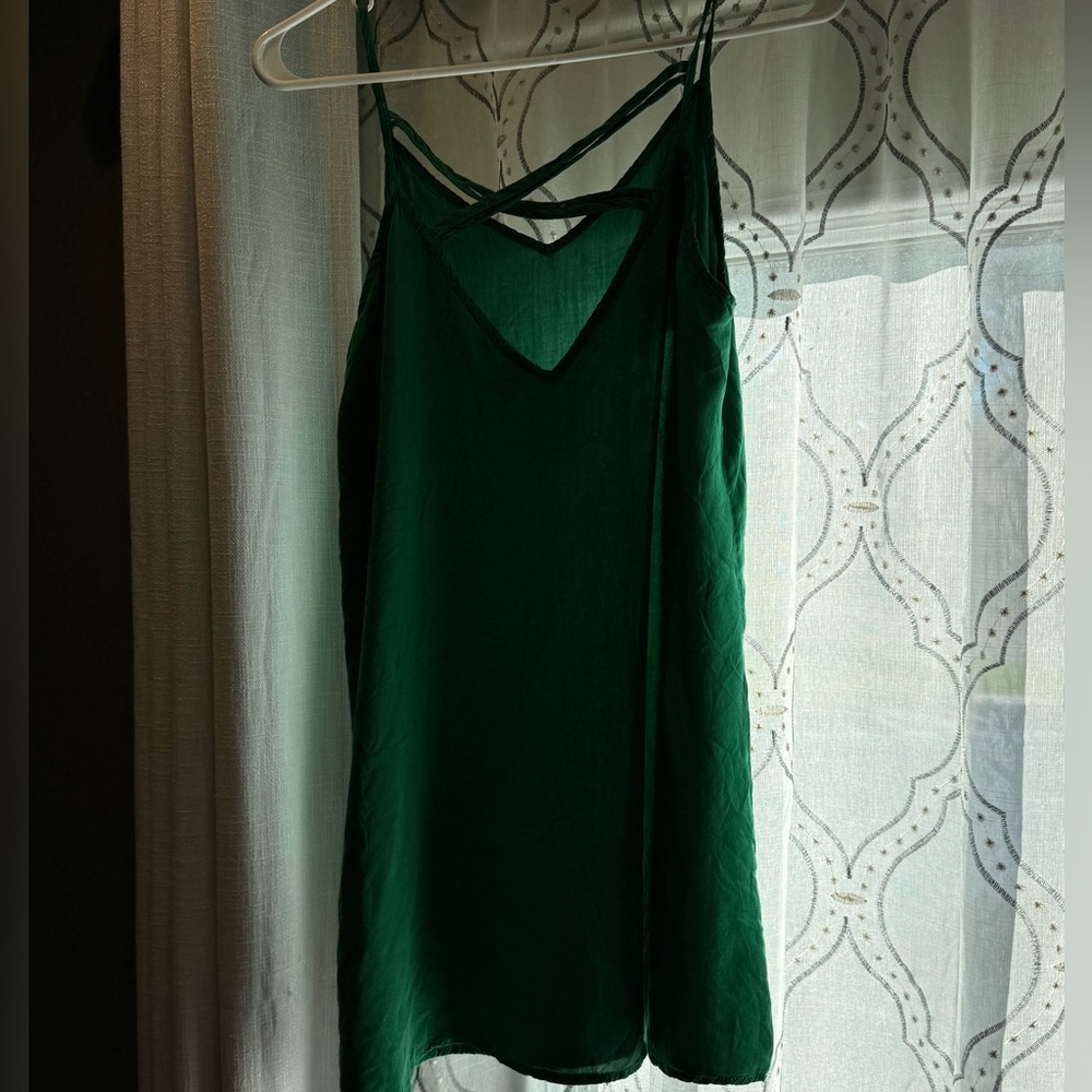 Green slip dress